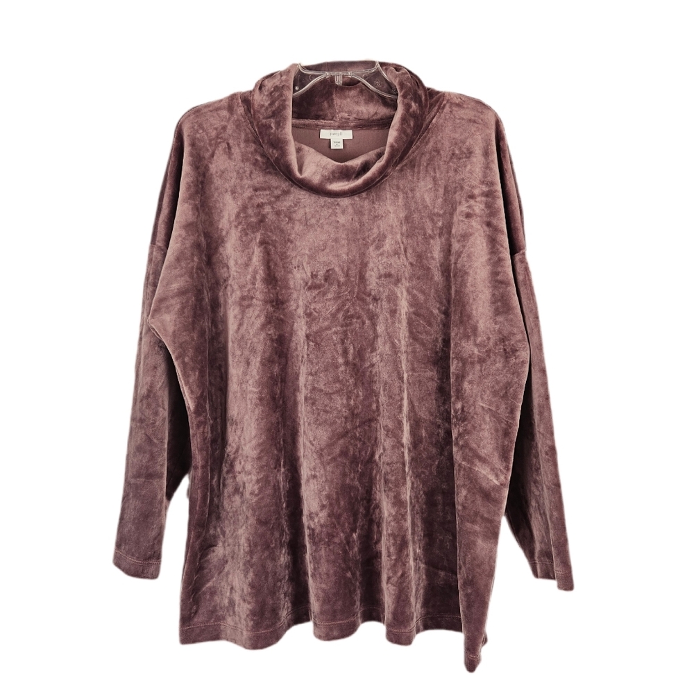 Pure J Jill Velvet Tunic Cowl Neck Mauve Velour Lux Long Sleeve Womens XL Petite